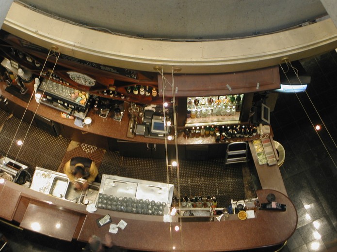 Photo of a hotel bar and kitchen, taken from above. Image courtesy of unprofound.com