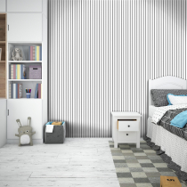 Wood Slat Panel - White on Black Felt - 600mm x 2.4m Acoustic Panels