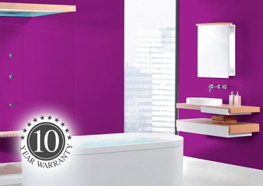 Purple Proclad panel fitted in modern bathroom